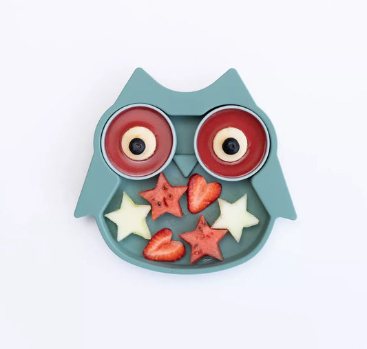 Uilvormig kinderservies met zuignap – vrolijk en praktisch eetbord voor kleintjes